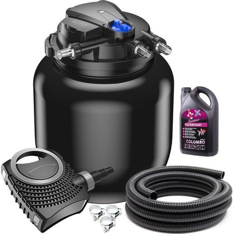 Kit Filtration Bassins De jardin, Sous Pression, UV 55W, + Bactéries 2500 ml Jusqu'à 100000 Litres (1/5)
