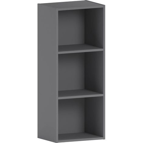 Oxford 3 Tier Cube Bookcase Shelving Storage Unit, Grey