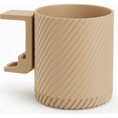 Pot suspendu beige avec égouttoir pour pose sur plan de travail (1/3)