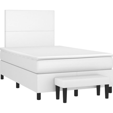 Sommier à lattes de lit avec matelas blanc 120x190 similicuir (1/5)