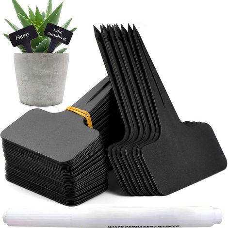 Ciel-100 pièces Etiquette Jardin Exterieur Marqueurs en Plastique de Plantes Type T Plastique Etiquette Potager Etiquetage Réutilisable Accessoires pour Plantes(Noir) (1/5)