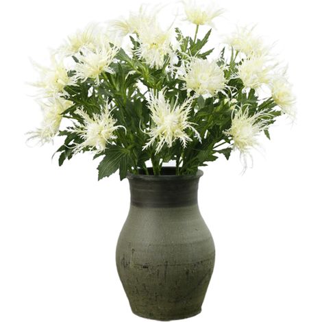 Künstliche Distelblüten, Simulationspflanze, künstliche Plastikblumen, Grünpflanzen, Fensterdekoration, Heimdekoration, Weiß (1/5)