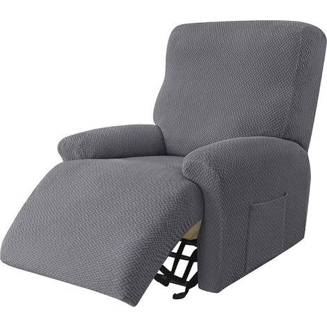 Copripoltrona reclinabile elasticizzato, 1 pezzo, tessuto jacquard, antiscivolo, rimovibile e lavabile, per soggiorno, grigio scuro. (1/5)