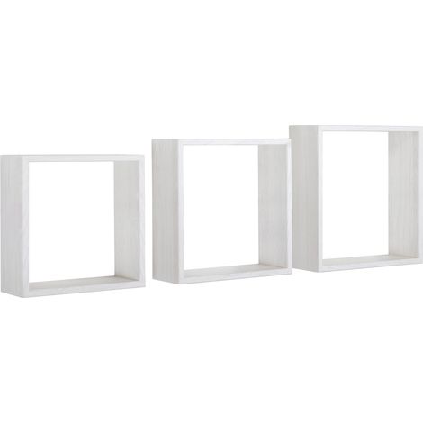 Set 3 Mensole da Parete Cubo in Fibra di Legno Incubo Slim Rovere Sbiancato (1/5)