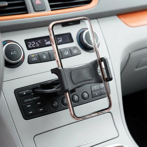 Support Telephone Voiture Support GPS Voiture pour Fente CD Porte GPS Voiture 360 Degres Reglable Support Navigation GPS Stable avec Pince pour Smartphone Noir (1/5)