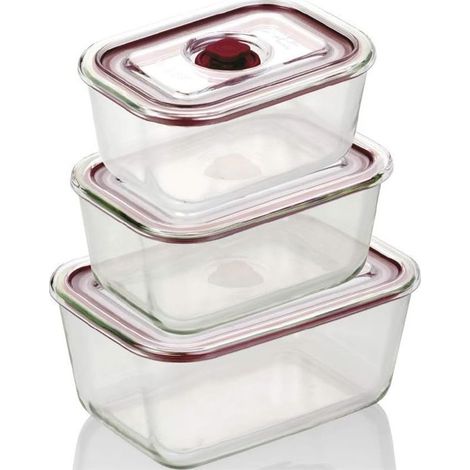 Recipientes de cristal herméticos Jata HREC4204, con capacidades de 500, 800 y 1500 ml, para alimentos sólidos y líquidos (1/5)