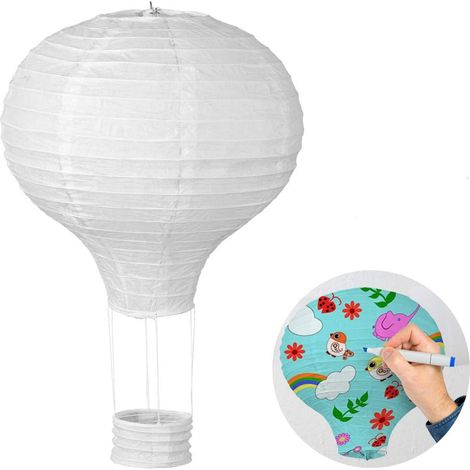 6pcs Lanterne Papier Montgolfière 30 cm - Lampion Suspendu pour Décoration Anniversaire, Mariage, Chambre Enfant, Fête, Baby Shower - Lot de 6 Abat-Jour Décoratifs -Multicolore (Blanc) (1/5)
