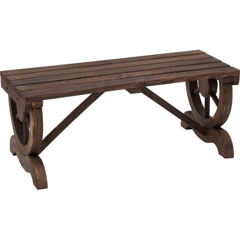 Gartenbank Holz Wetterfest Sitzbank Gartenmöbel Rustikale Bank Natur 98 X 50 X 39,5 Cm