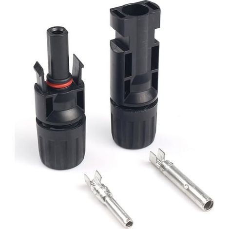 Lot de 2 connecteurs MC4 pour câbles solaires, compatibles avec les câbles de 2,5 et 136 mm², connecteurs photovoltaïques, bornes de câble, mâle/femelle, étanchéité IP67 (1/5)