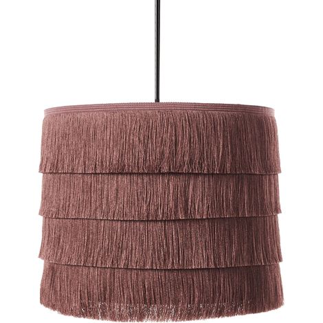 Lampada a sospensione di design moderno Plafoniera con paralume a frange Tessuto di poliestere rosa Suapure