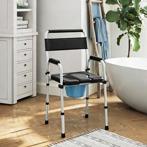Chaise percée pliable en acier noir hauteur réglable charge 150 (1/5)