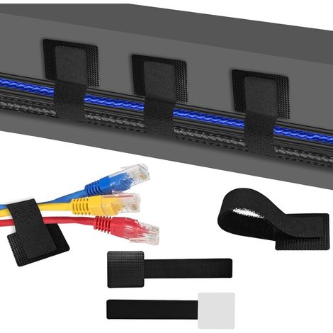Lot de 20 Gestion des Câbles Bureau, Attaches Réutilisables Auto Agrippant, Organiseur Cordons Ultra Longues pour PC, TV, Ordinateur Portable (20) -