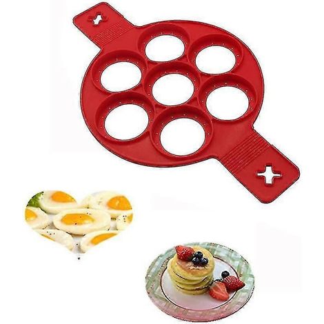 Cercle à œufs en silicone antiadhésif pour muffins, crêpes et autres préparations rondes. (1/2)