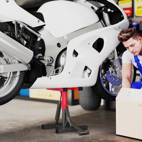 Rouge - Élévateur en acier max 150 kg, support de levage moto avec hauteur réglable 29, 5 cm