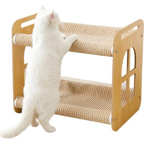 Lit Double Chat avec Tapis en Sisal Et Grande Capacité De Charge Lit à 2 niveaux pour chat et Pour Le Repos, Les Griffades Et Les Jeux Quotidiens, Animalerie, Balcon Et Salon (1/5)
