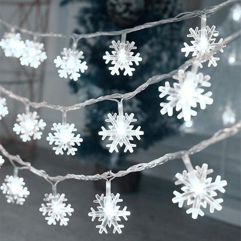 6 1 m lange 40 LED-Schneeflocken-Lichterkette Batteriebetriebene wasserdichte Partybeleuchtung Kaltweiß Für die Dekoration von Weihnachtsbäumen 6,1 (1/5)