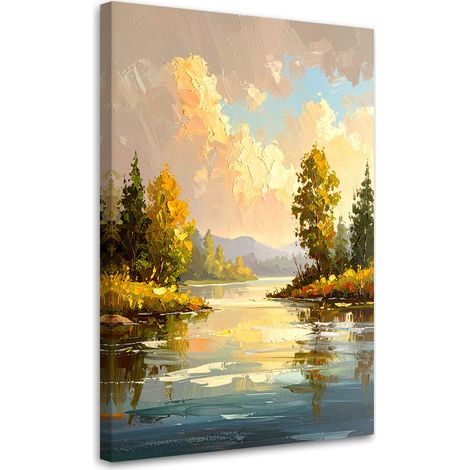 Wandbild für das Schlafzimmer Wohnzimmer See Bäume Landschaft Natur 40x60 cm (1/5)