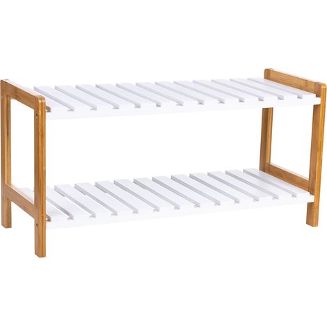 Banco zapatero de madera blanco 70x26x34.5h cm