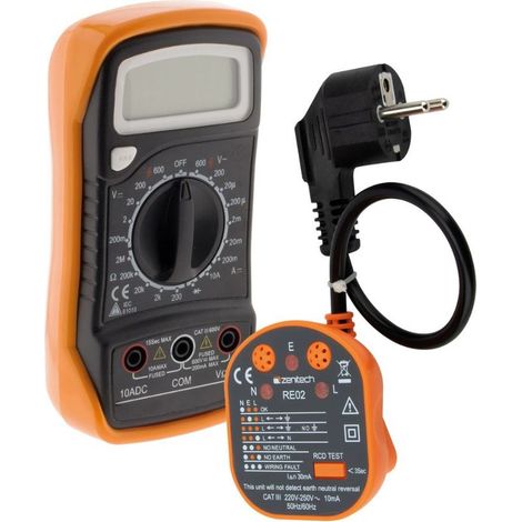 Multimètre digital 5 fonctions CAT III 600 V – Tension AC/DC jusqu'à 600 V – Courant AC/DC jusqu'à 10 A – Testeur de prise inclus (1/3)