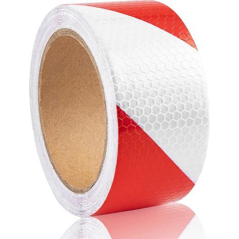 Bande Réfléchissante Autocollante Rouge et Blanc Ruban Signalisation Réfléchissant 10m x 5cm pour véhicules, Camions Rappel sécurité Durable et Haute Visibilité (1/5)