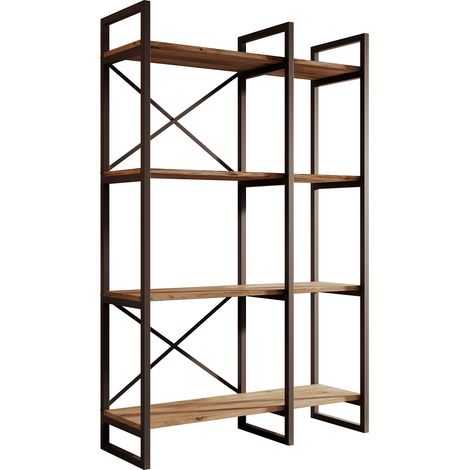 Estantería diseño Industrial Estantería de Salón Oficina Color Pino Atlantico Estructura Acero Negro Mate Modelo Factory E2 87,5x138x30cm (1/5)