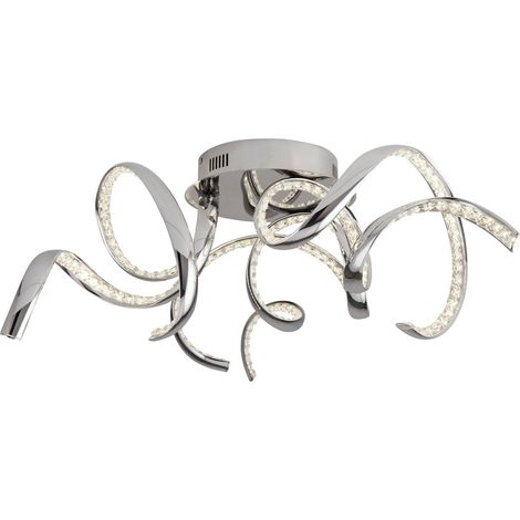 Searchlight Twirls - Plafonnier encastré à 3 ampoules DEL intégré chrome, verre cristal (1/3)
