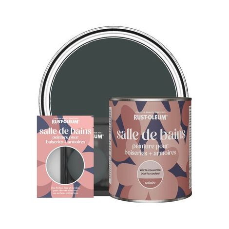 Peinture pour Boiseries & Armoires de Salle de Bains, Finition Satinée - Sable Noir (1/2)