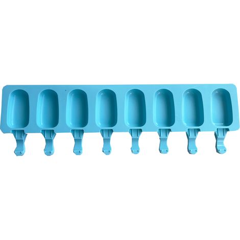 Moule à glace en silicone (bleu), modèle à 8 trous, idéal pour faire des glaces à l'eau maison. (1/5)