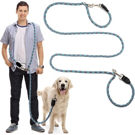 Laisse Mains Libres Multifonction pour Chien Réfléchissante pour Promener Le Chien Laisse de Dressage réglable en Nylon Double Laisse pour Chiens de Petite, Moyenne et Grande Taille (1/5)