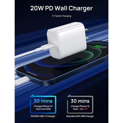 Chargeur Usb C - 20 W - Power Delivery 3 0 - Pour Iphone Et Appareils Usb C - Blanc - 1 Piece (1/4)
