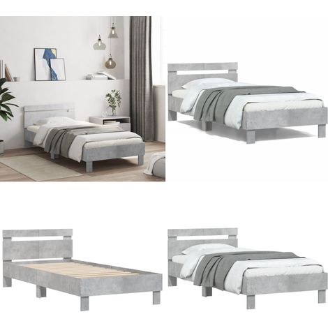 Cadre de lit sans matelas avec tête de lit gris béton 100x200cm - Cadre De Lit - Lit Double - Lit Avec Têtedé Lit - Bois D'ingénierie - Literie - Home & Living (1/5)
