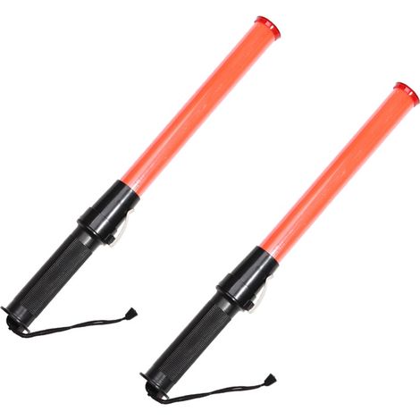Traffic Baton - 43 Cm - Led Warning Light - For Traffic Control And Emergency Evacuation - 2 Pieces