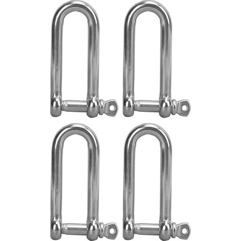 4 pièces U en acier inoxydable, manille rallongée pour levage, vis à câble, diamètre 10mm / 0.4 pouce (1/5)