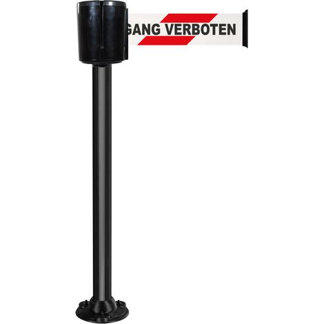 Poteau à sangle alu noir NO ACCESS, ACCES INTERDIT, ZUGANG VERBOTEN 10m x 100mm socle fixe - 2801409 (1/3)