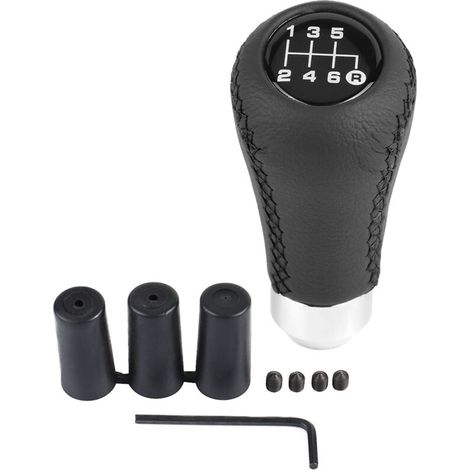 Pomo universal de palanca de cambios de poliuretano negro de 6 velocidades con 3 fundas incluidas. (1/5)