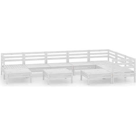Maison Exclusive - Salon de jardin 10 pcs Bois de pin massif Blanc (1/5)