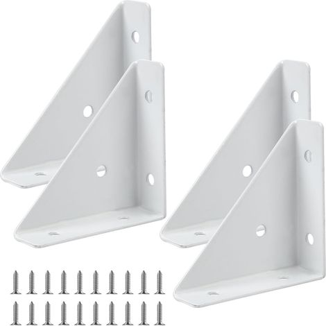 4 Équerre De Coin,Triangulaire,Fer,Blanc,92x66mm,Armoire Bureau Lit (1/5)