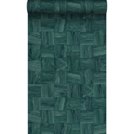 papier peint morceaux carrés de déchets de bois bleu canard - Origin Wallcoverings (1/5)