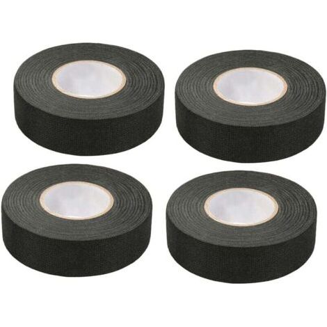 FENOPLASTICAUlisem4 Pièces Noir Ruban Adhésif Auto (1.5 cm x 15 m) - Ruban Chiffon de Voiture, Ruban Adhesif Haute Temperature, Scotch Noir Resistant, Scotch Tissu, Bande de Harnais de Câblage de Voit (1/4)