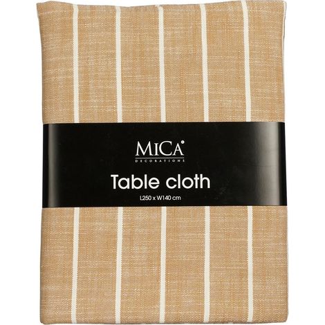 Nappe de Table en Coton Biologique Marron à Rayures Protection et Décoration Réutilisable - PANGIVO (1/5)