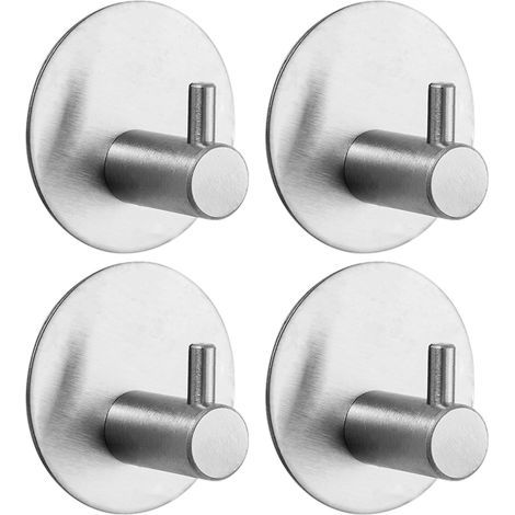 Ganchos adhesivos de pared de 4 piezas, acero inoxidable 304, soporte para toallas impermeable, para baño y cocina. (1/5)