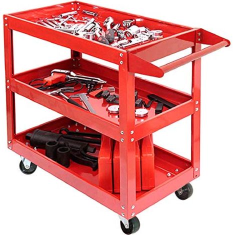 3 Tier Shelf Tool Trolley 66 35 65cm 450lb Cart ool Storage Trolley Wheel Heavy Duty Garage DIY Storage Trolley for Transport Tools Workshop (1/5)