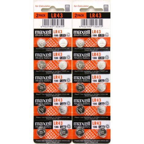 .20 piles Maxell LR43 AG12.