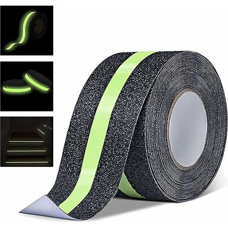 Nastro antiscivolo 5m x 5cm, nastro di sicurezza adesivo antiscivolo fosforescente per gradini di scale interne ed esterne (1/5)