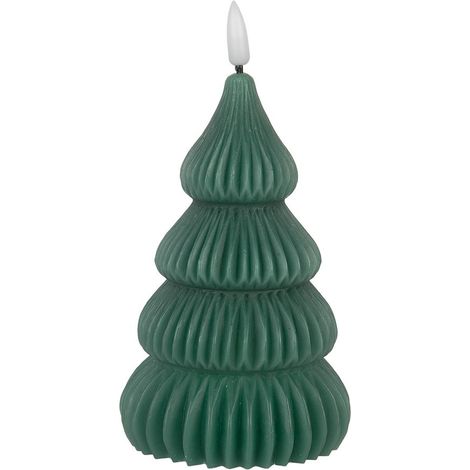 Bougie LED en Forme de Sapin de Noël Décorative en Cire Verte Sans Flamme Ø 8x17 cm - PANGIVO (1/4)