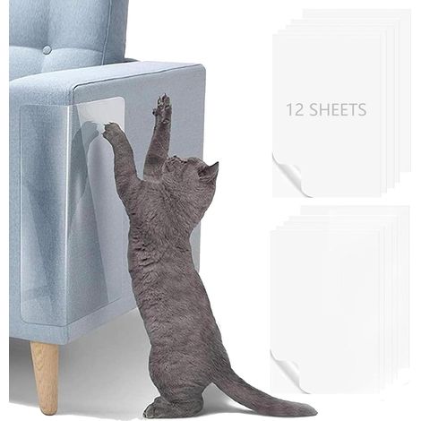 12 Pièces Protecteur De Rayure De Chat,30 x 45 cm Protecteur de Meubles Protecteurs Anti Griffes Auto Adhésives Protéger Canapé Chat,Protection Canape Chat Protections Anti Rayures pour Meubles. (1/5)