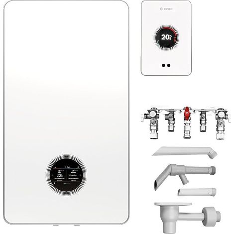BOSCH Condens Brennwert-Standardpaket Bopa ST GC78C-011, 7800i W, 20/24kW, Kombi, Montageplatte Nr. 1660, Trichtersiphon