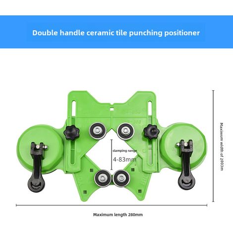 Glass tile hole locator auxiliary tool multi-function drill bit suction cup marble hole punch artifact adjustment(Double handle tile opening locator) (1/5)