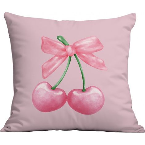 Kissenbezug 45X45 CM Kirschen rosa dekorative Schleife JAŚ moda (1/3)