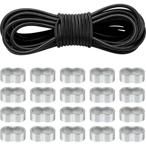 10m Cordon élastique 6mm Noir avec 20 Clips Polyvalent : Haubanage De Tente, Fixation De Bâche, Arrimage De Charges, Jardinage Et Bricolage. (1/5)